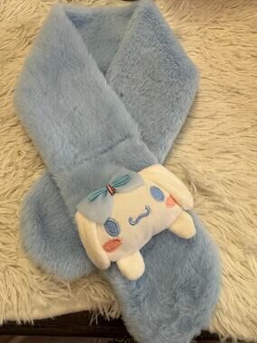 Cinnamoroll light blue scarf neck warmer with plushie embroidered  super soft